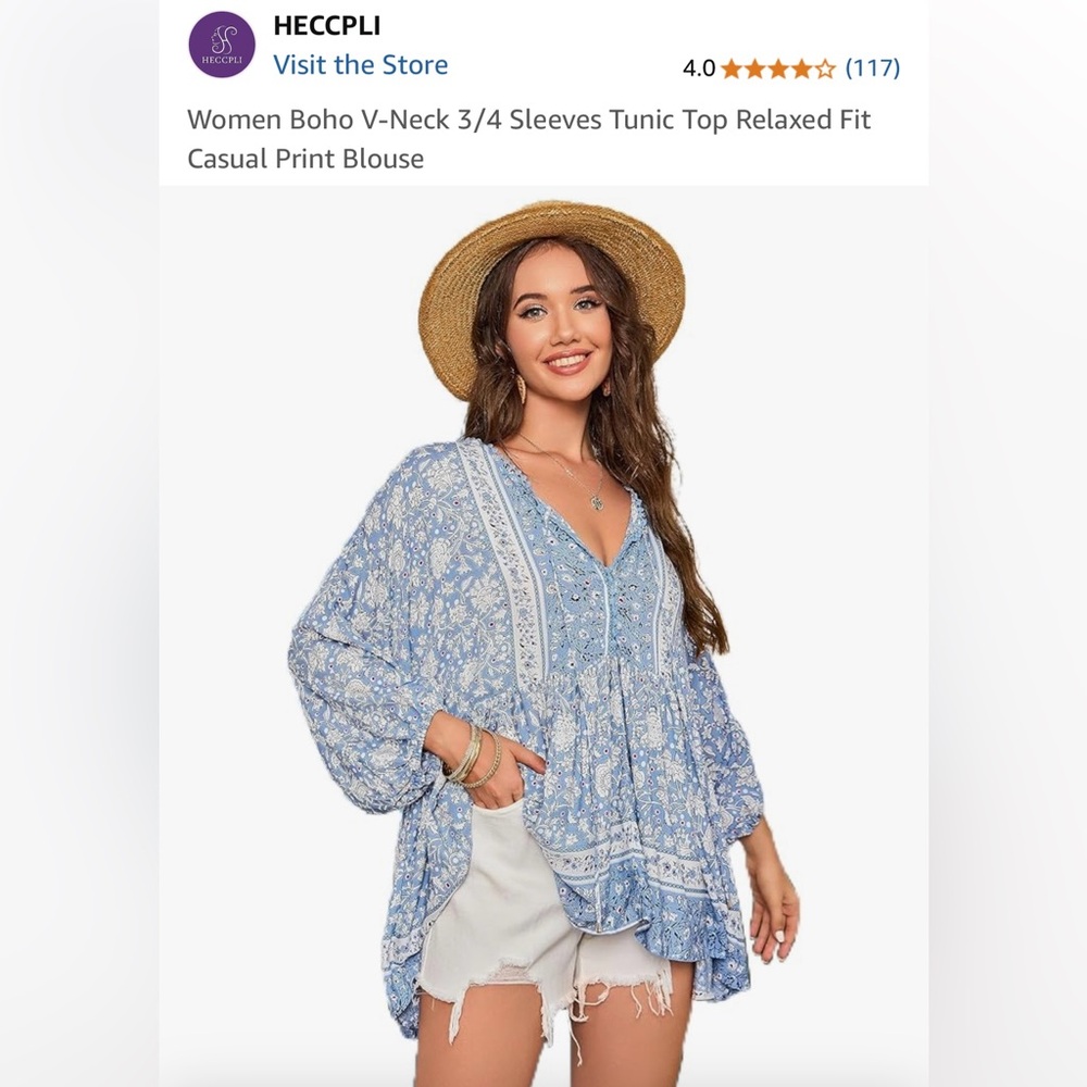 Women’s Boho Blouse from Amazon. Size S.